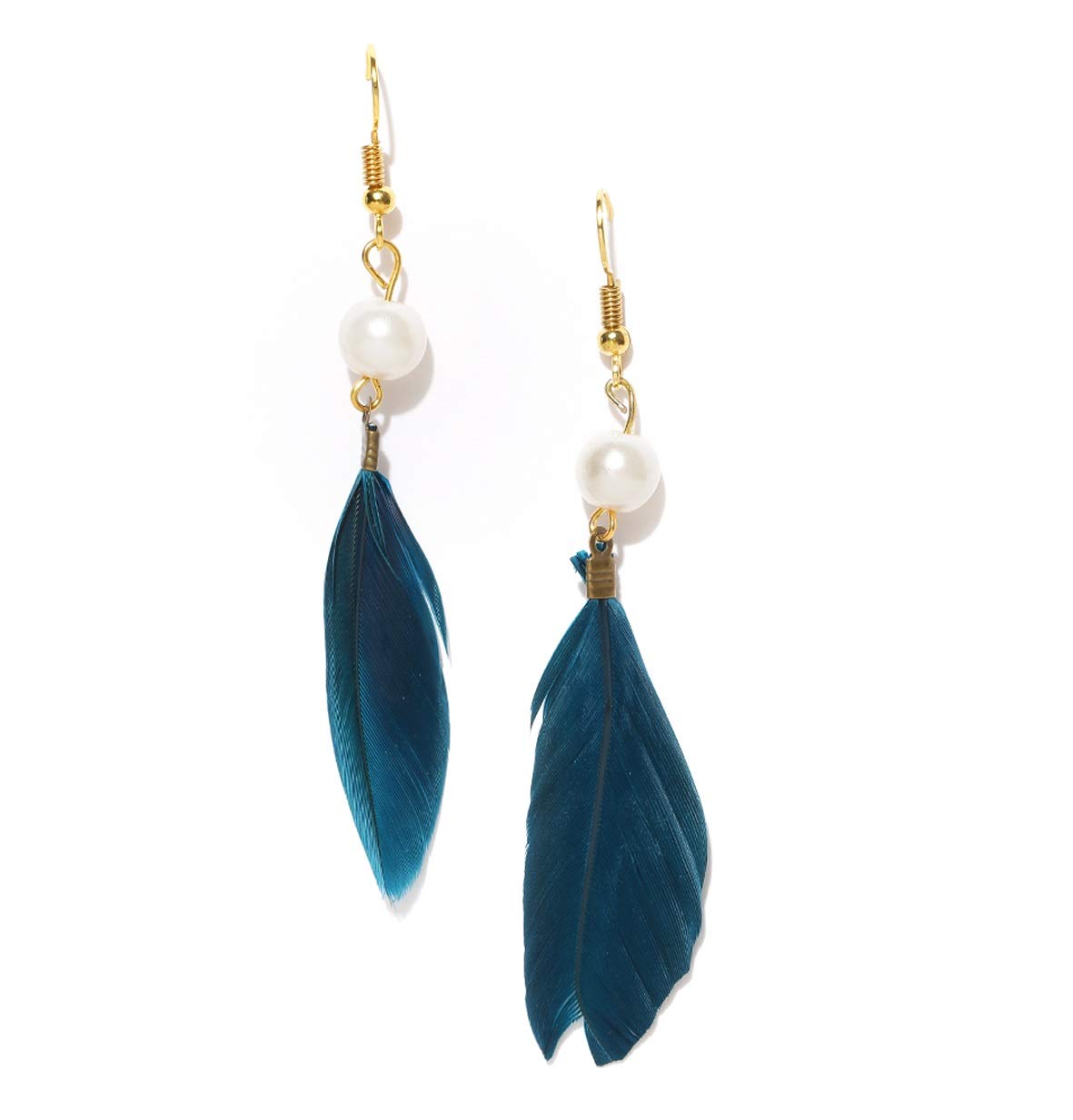 OOMPHelicious Feather Zinc Alloy Pearl Earrings For Women, Multicolored (B08QCXHF9J) Amazon Price History, Amazon Price Tracker