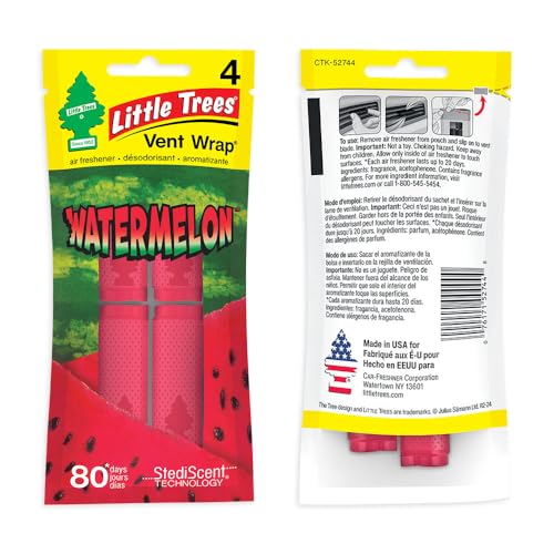 Image of LITTLE TREES Car Air Freshener | Vent Wrap Provides Long Lasting Scent, Invisibly Fresh | Watermelon, Air Fresheners (Pack of 96)
