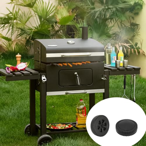 Naisfei 2 Stück Grillräder Ersatzteile, 7 Zoll Gasgrills Räder Grill Räder Ersatzteile Kunststoff Radgrill Ersatzteile BBQ Wheel Kit Grill Räder Teile mit Radabdeckung