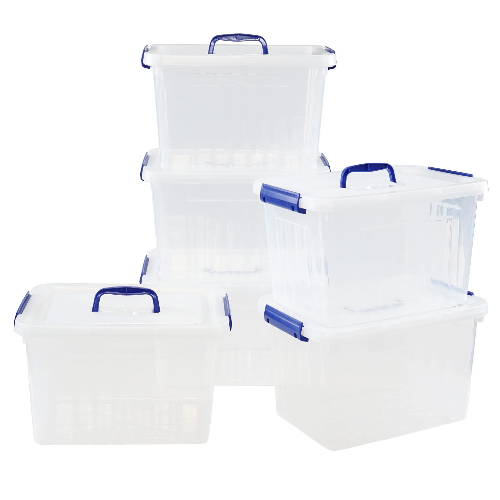 6 Stück 12 L Aufbewahrungsbox Mit Deckel Aus Kunststoff, Transparent, Plastik Aufbewahrungsbox