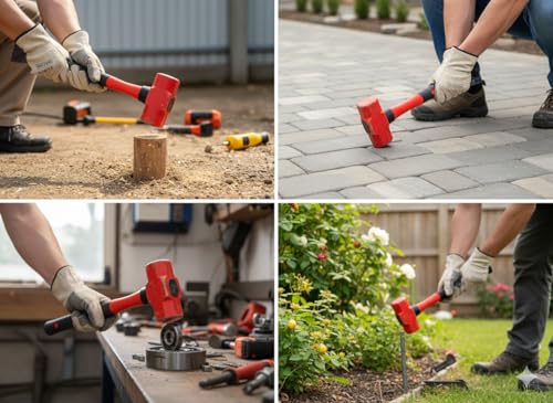 Image of NXR TOOL Sledge Hammer 2.2 Lbs Heavy Duty Drilling Hammer, Carbon Steel Crack Hammer With Shock Absorbent Handle For Construction, Home Improvement, Maintenance Sledge Hammer With Fibre Handle