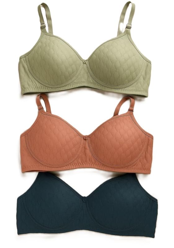 Seamless Women Bra Padded Adjustable Strap Lift Support Comfort Office Lounge Casual Fitness Pink::Navy::Green 34-image-11