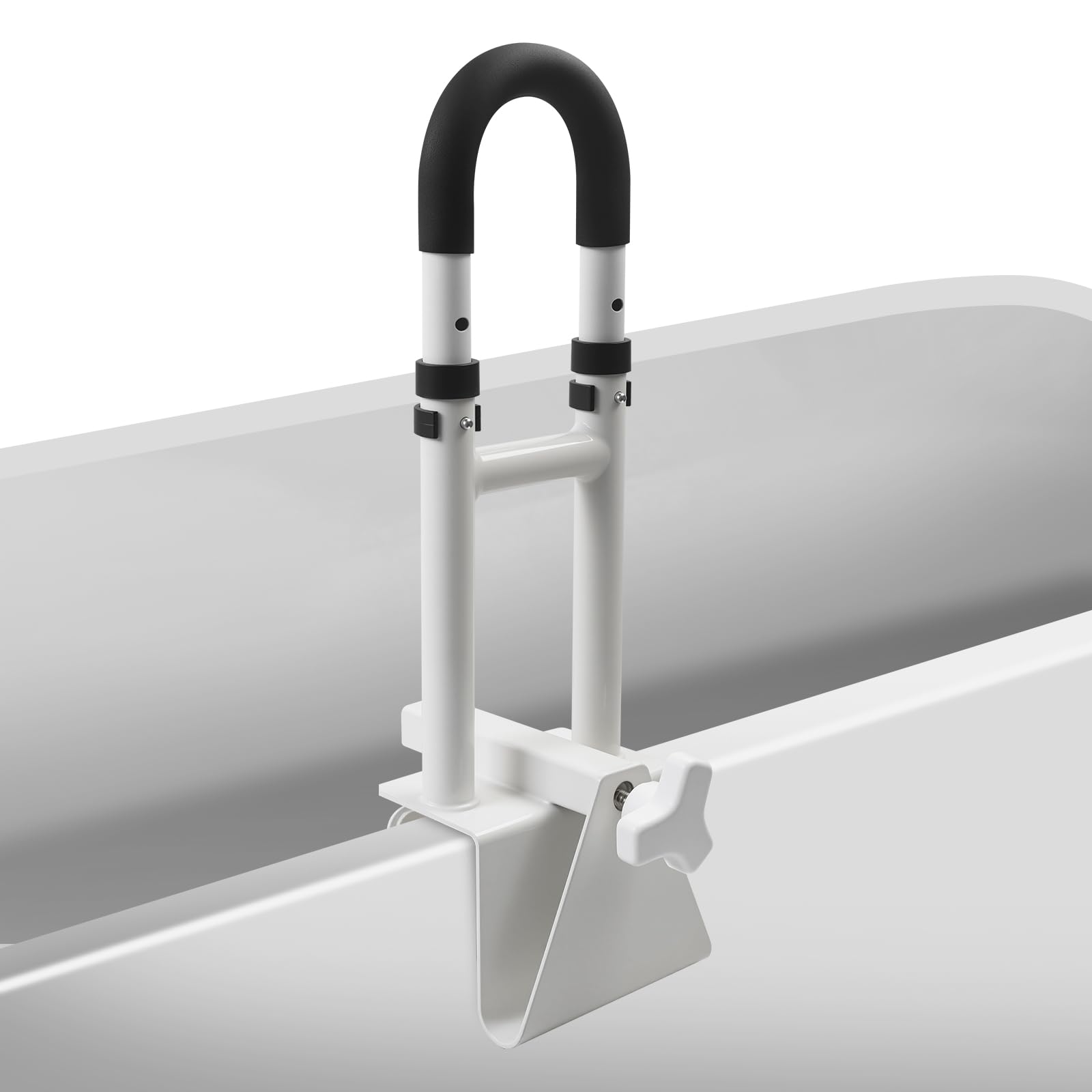 Asidero para bañera para personas mayores, asas ajustables para bañera, asa para bañera con almohadilla de goma, barra de agarre para borde de bañera