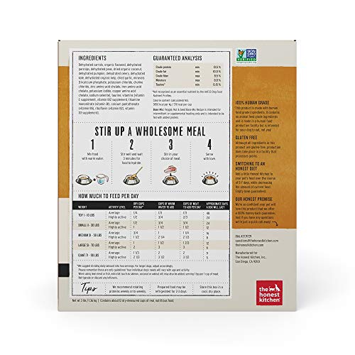 Image of The Honest Kitchen Human Grade Dehydrated Dog Food, Grain Free Veggie, Nut & Seed Base Mix for Dogs 3 lb