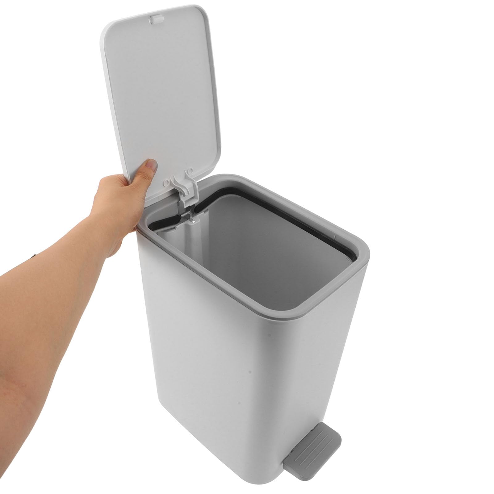 Toddmomy Cubo de basura pequeño con tapa, 2,1 galones, delgado, para baño.
