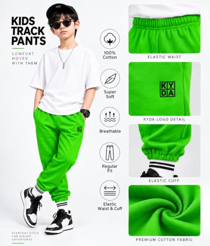 Image of KYDA Kids Boys Premium 100% Cotton Regular Fit Track Pants Soft Breathable Elastic Waist Casual Joggers Kids Playwear Everyday Comfort Wear-Pack of 2