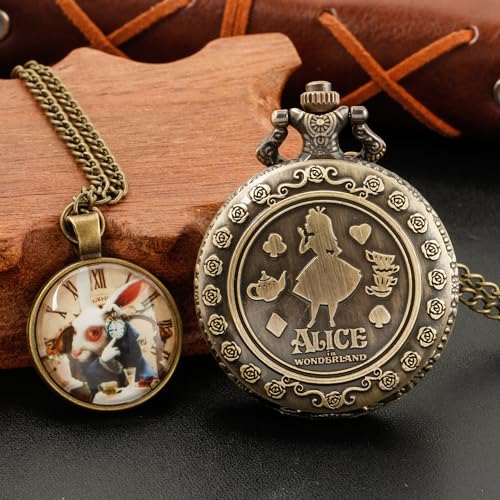 Image of Pocket Watch Set Themed Bronze Quartz Steampunk Pocket Watches