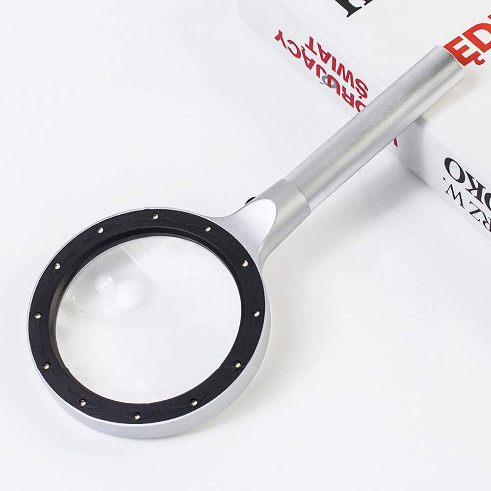 5X 10X Beleuchtete Juwelier-Augenlupe mit 12 weißen LED-Leuchten, Doppelobjektiv-Schmucklupe, Augenlupe-Schmucklupe für Edelsteine, Schmuck, Münzen