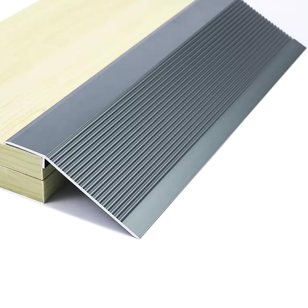 SKINCATE Floor Transition Strip Aluminum, Cuttable Threshold Ramp Drop High 10-50mm, Carpet/Wood/Tile Threshold Reducer, Seam Binder Entry Ramp(Grey)