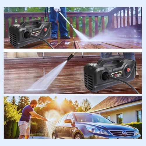 Image of STARQ TurboMax 48V Cordless High Pressure Washer, 1020W, 100 Bar, 8 LPM, Portable Car, Bike & Home Cleaning Washer with 8 Meter Hose and 1 x 4000mAh Battery (Single Battery Included)