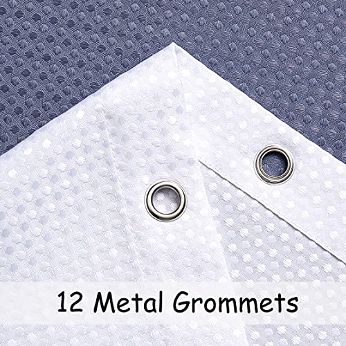 White To Navy Ombre Shower Curtain Water Resistant Decorative Gradient Print Bathroom Spa Hotel Waffle Weave Fabric Shower Curtain Liner With 12 Grommets(Cream White/Navy Blue, 70"X72") #TOP2