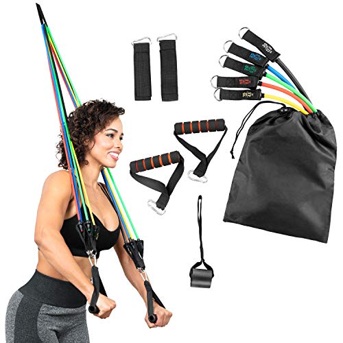 Serenily 11Pc Resistance Bands Set - Exercise Bands For Resistance Training With Carry Bag. Resistance Band Door Anchor System - Elastic Home Workout Equipment- Fitness Bands For Legs For Women & Men #TOP24