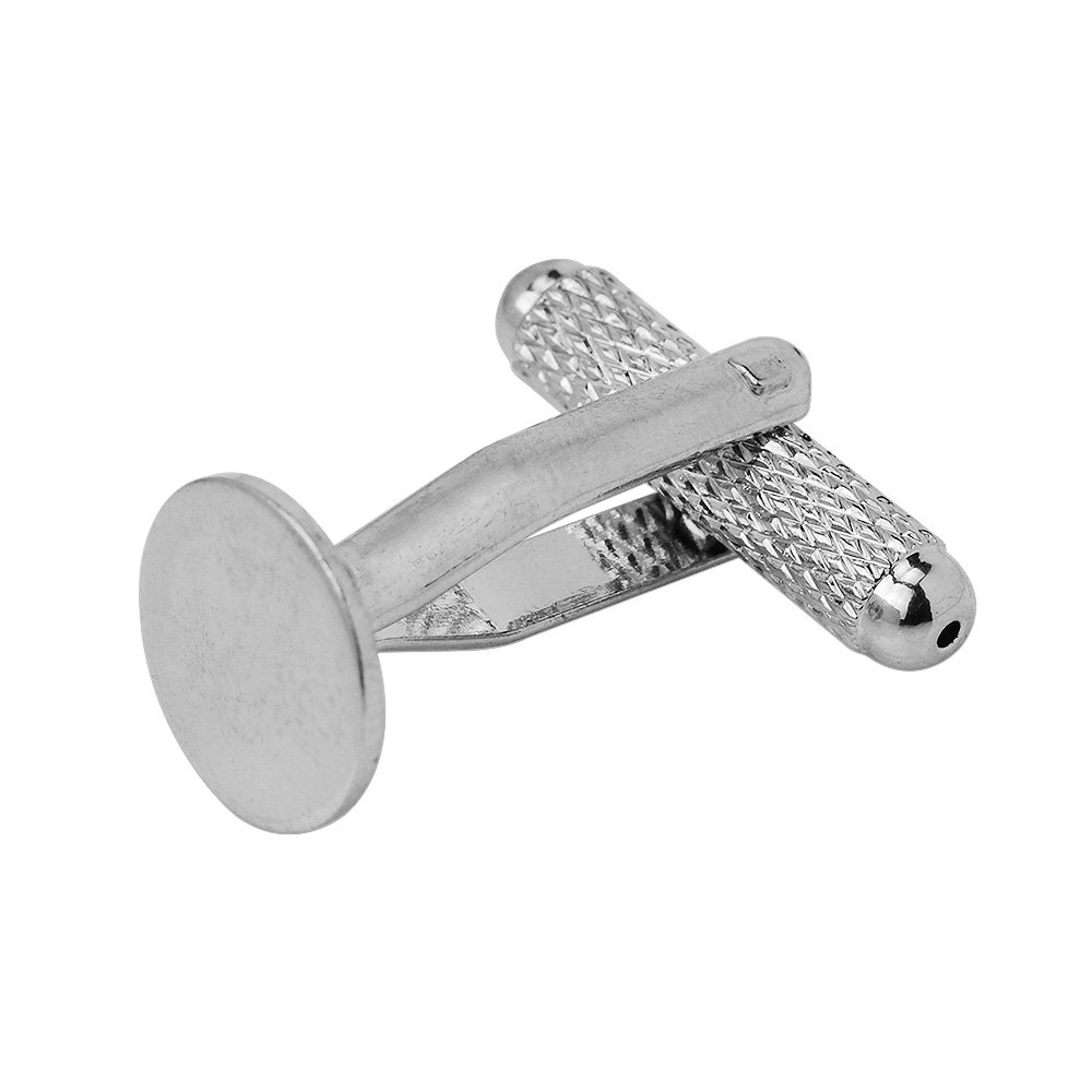 Rosebeading Nikel 20Pcs 10Mm Flat Cufflink Blanks With A Pad,Round,Cuff Link Setting,Nickel