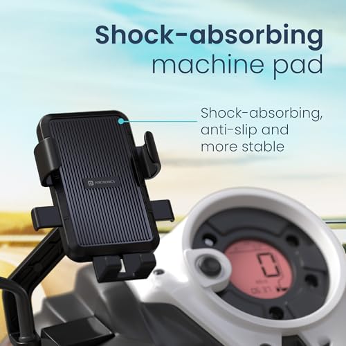 Portronics Mobike 5 Scooty/Scooter Phone Holder with Mirror Mount, 360 Degree Rotation, Strong Grip, Compatible with 4.7" to 7.2" Smartphone, Mobile Stand for Scooter, Cycle & Motorcycle (Black) 8 51lQaLa3ItL