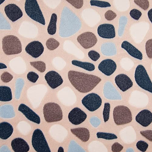 Tissu polaire double face galets rose poudré en rouleau de 10m x 150cm
