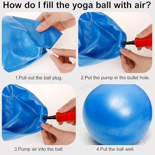 Auidy_6TXD 2 Stück Gymnastikball Klein,25cm Pilates Ball Übung Ball,Soft Rutschfester Gymnastikball mit Aufblasvorrichtung für Yoga, Pilates, Balance, Physiotherapie