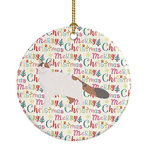 Caroline's Treasures Turkish Van #2 Cat Christmas Ceramic Ornament Christmas Tree Hanging Decorations for Home Christmas Holiday, Party, Gift, 3 in, Multicolor