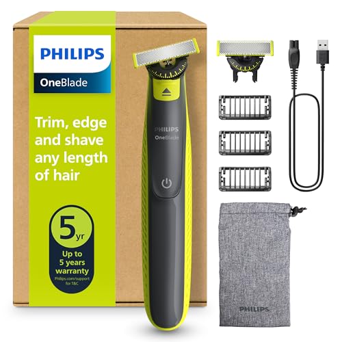 Philips OneBlade 360 Autentico Regolabarba e rasoio elettrico, 2x 360 lame, 3x pettine per barba (1,...
