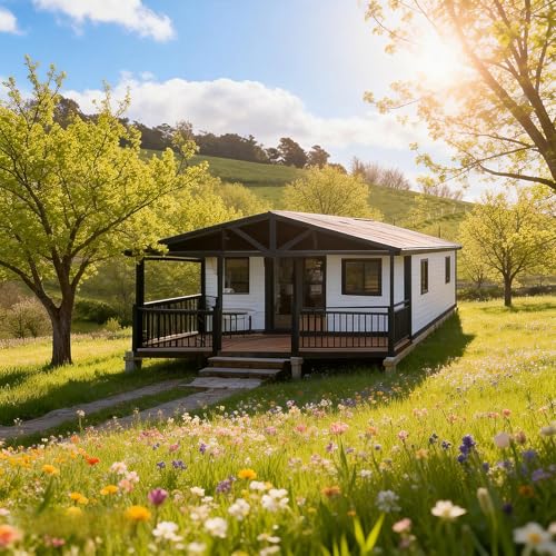 Pequeñas casas para vivir para adultos, villa modular plegable portátil prefabricada con kit de panel solar, energía fuera de la red para camping, casas pequeñas a la venta, prefabricadas