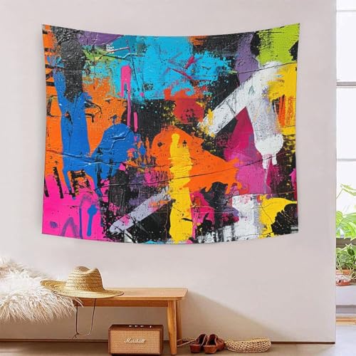 Tenture murale graffiti effet 3D drap de plage XXL en tissu coloré