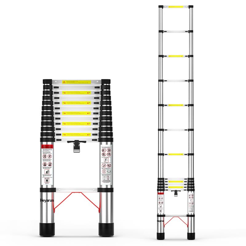 Telescoping Rv Ladder for Home 12.5 FT Extension Foldable Collapsible Compact Telescope Escaleras De aluminio para Trabajo Retractable Expandable Ladder for Travel Trailers or Outdoor Work