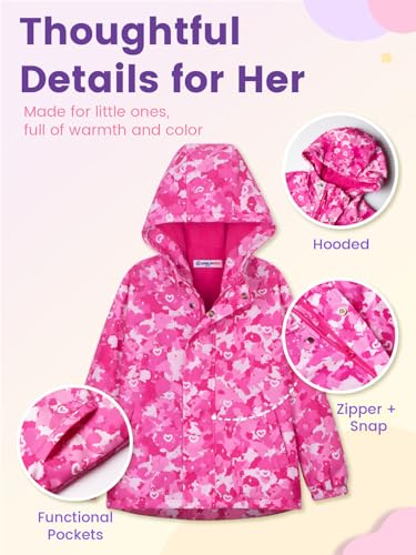 Image of WELAKEN Fleece lined Jackets with Water-Resistance Frabic for Kid's & Toddler II Girl's Rain Jacket & coats