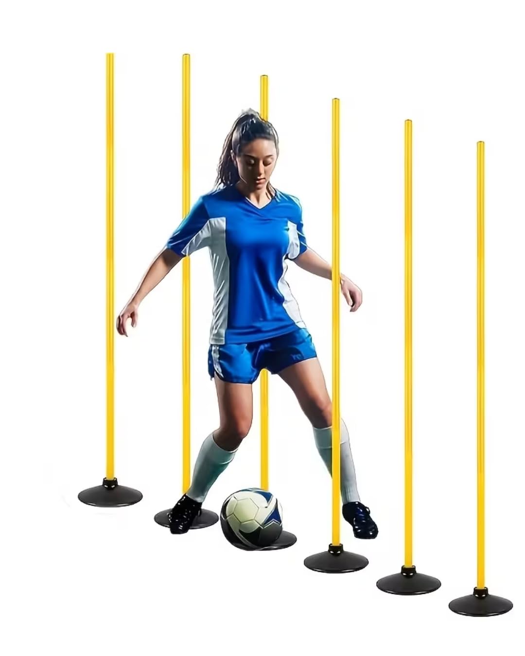 Adjustable Height Agility Training Pole: 50-150cm Pack of 6 Pole 6 Rubber Base Adjustment, Rubber Stabilizing Base. Suitable for Football/Basketball/Rugby and Other Multi-Sport Scenarios.-image-37