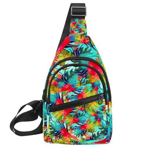 Sac à bandoulière feuilles bleues tropicales pour vos sorties shopping et balades