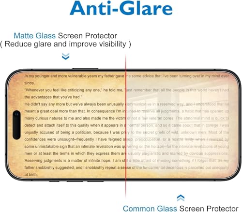 Image of Matte Anti-Glare Tempered Glass Screen Protector Compatible For iphone 15 /iphone 16 (Black) Edge To Edge Full Screen Coverage 9H With Easy Installation Kit,Pack Of 1