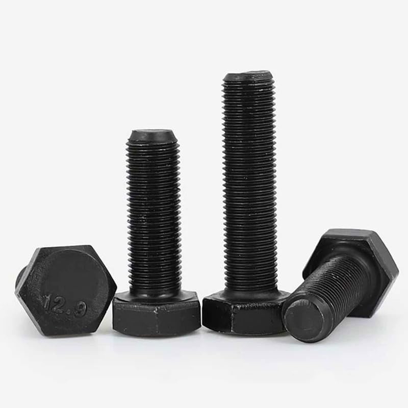 M9 Black 12.9 Steel Hexagon Head Bolts Screws DIN933 Pitch 1.0/1.25/1.5 (M9-1.25 x 12mm, 5pcs)