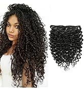 Clip in Human Hair Extensions Afro Jerry Curly 3B 3C Real Hair Clip in Extensions For Black Women...