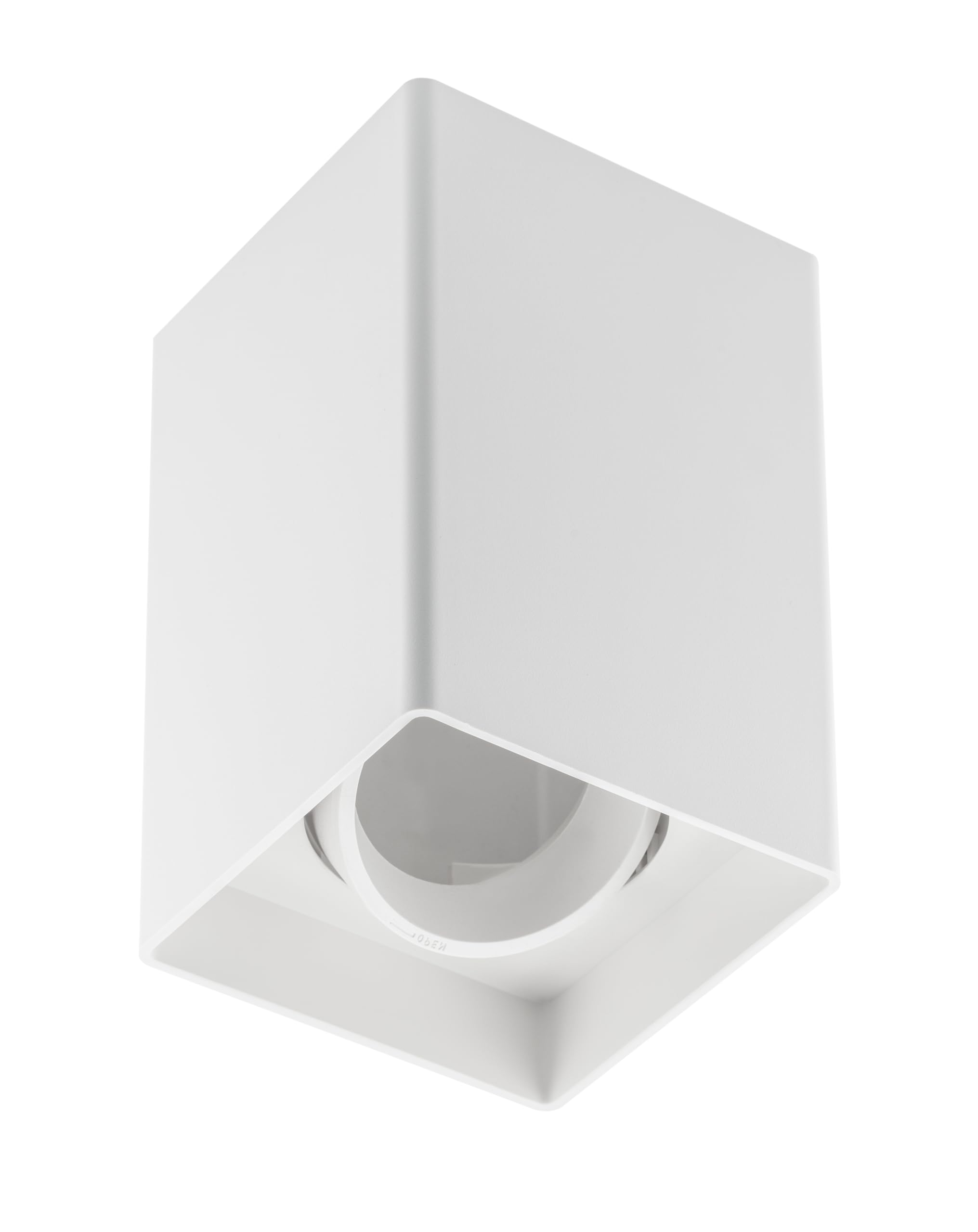 GTV Rest Ceiling Spotlight 80 × 80 × 125 mm – Square Spot White Surface, GU10, IP20, Polycarbonate, Swivelling Head, Hallway Kitchen and Living Room, Interior Lighting