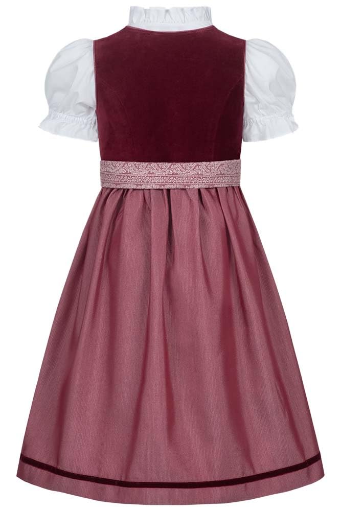 Krüger Kinderdirndl Laja Bordeaux | Samt Dirndl für Mädchen | inkl Bluse