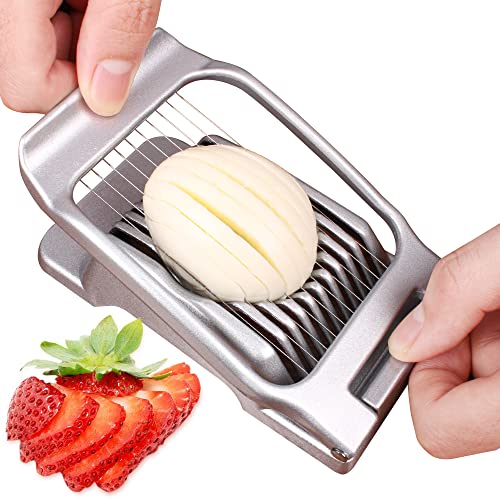 Comparison: Best Hard Boiled Egg Slicer 5 Egg Slicer for Hard Boiled Eggs Egg Cutter Strawberry Slicer Heavy Duty Aluminium Tomato Slicer Stainless Steel Wire Multipurpose Egg Slicer Dicer for Soft Fruit Mushroom Home Use