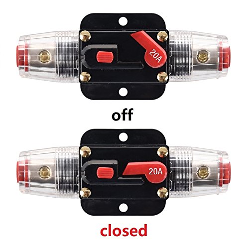 ANJOSHI Circuit Breaker 20A 20-300amp Reset Fuse Holder Inline Fuse for Car Audio and Amps Overload Protection 12V-24V DC Replace Fuses