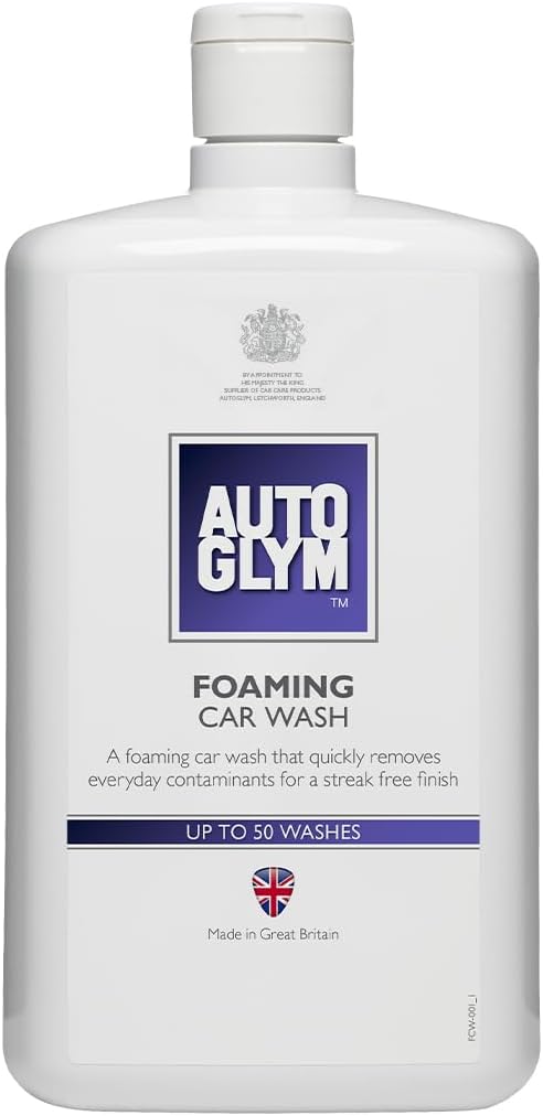 Autoglym Foaming Car Wash, 1 Litre - High Foaming Car Shampoo For All Bodyworks - pH Neutral, Up to 50 Washes and Wax Safe Formula for Cleaning Car Exterior - Concentrated Car Wash Soap