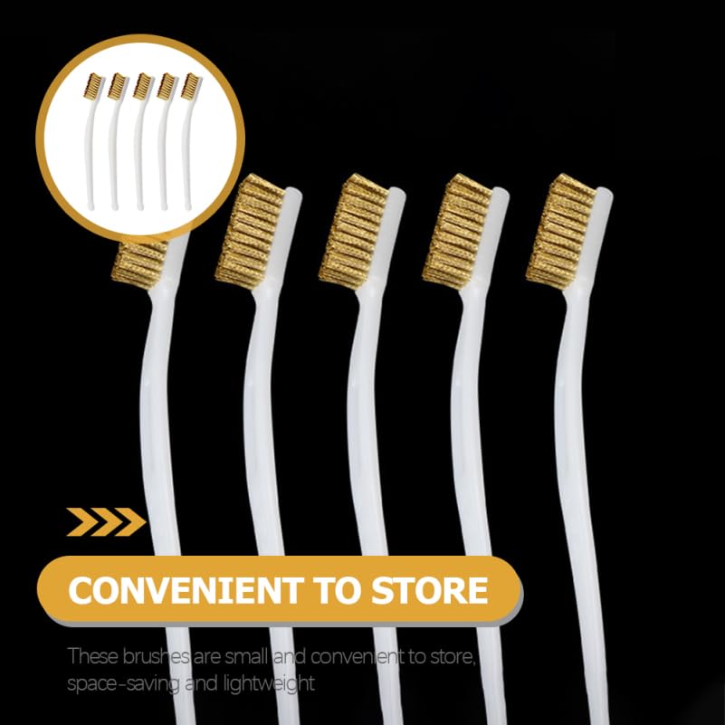 Image of Amosfun Copper Wire Brush with Handle 7.28 Inch Scratch Brush for Cleaning Welding Slag Paint Stains Metal Parts with Hanging Hole Lightweight Wire Set