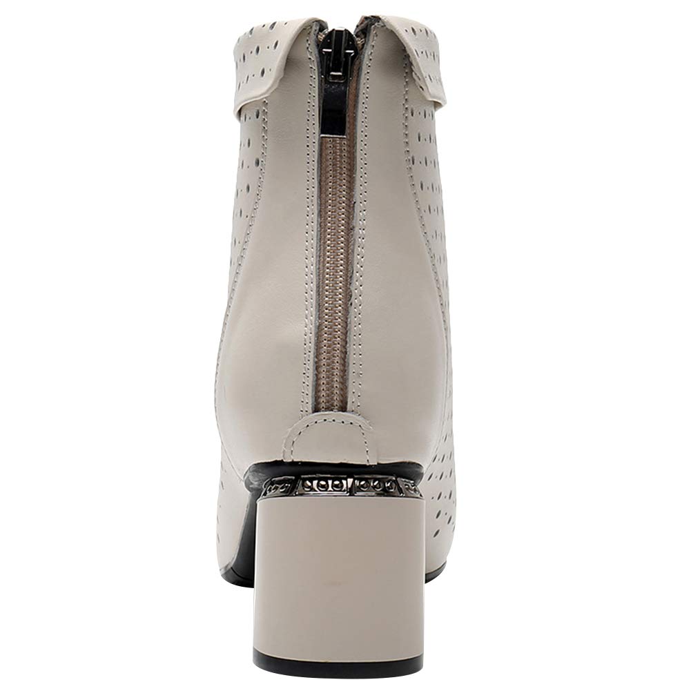 Femmes Élégant Bloc Talon Bottines Respirant Évidé Été Bottes Chukka Escarpin