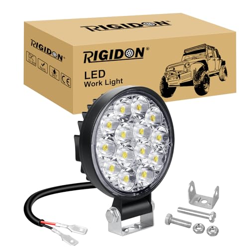 RIGIDON 1 Pcs Faro de trabajo redondos, 3.2 pulgadas mini 42W, Spot lámpara para off road camión coche ATV 4x4 tractor moto, Exterior foco led 12v 24v spotlights faros antiniebla, 6000K