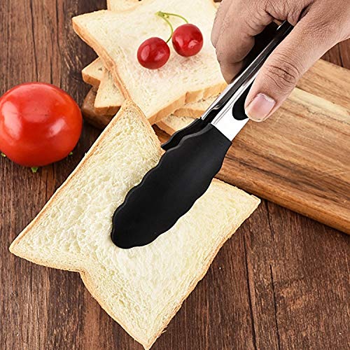 Wuqiang Cucina Strumento Morsetto 12 Pollici Silicone Antiscivolo Alimentari Pane Grill Barbecue Clip Pinze Utensili da Cucina (Nero) (Color : Black)