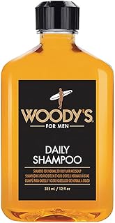 Woody's Men's Daily Shampoo - Nourishing Cleanser with Vitamin B5, Aloe Vera & Ginger, for All Hair Types, 12 Fl Oz