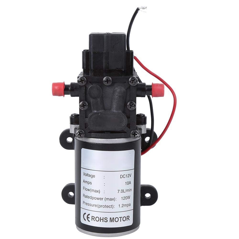 Pompa a Membrana Ad Alta Pressione 120W DC12V 18V Intelligente Autoadescante 7L/min Booster Pressione 10mm per Irrigazione Imbarcazioni