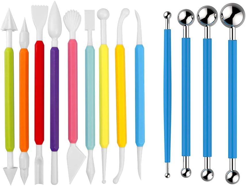 13PCS Fondant Tool, Cake Decorating Hand Tool, Double Head Metal Ball, Gum Paste Modeling Tools-image-17
