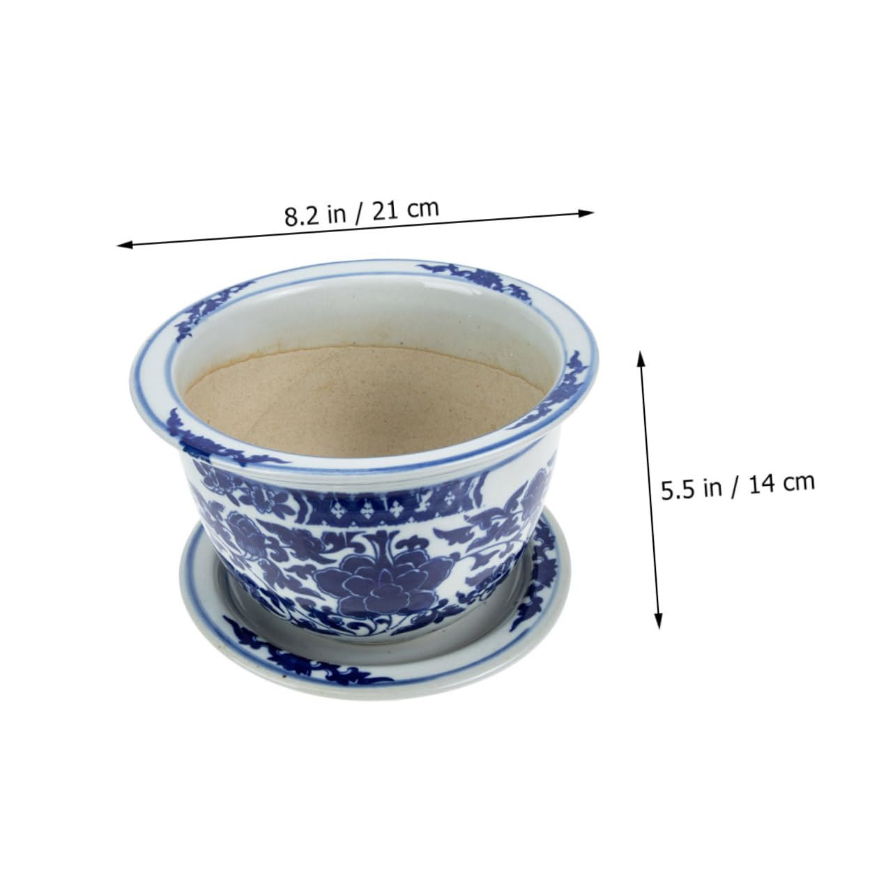 Duża Ceramiczna Doniczka z Niebiesko-białym Wzorem i Tacą Idealna Do Orchidei Roślin Doniczkowych i Dekoracji Wnętrz z Efektywnym Odprowadzaniem Wody