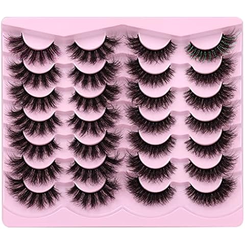 Newcally False Eyelashes Fluffy Wispy Faux Mink Lashes 8D Volume Long Cat Eye Lashes Dramatic 18MM 2 Styles Mixed Fake Lashes 14 Pairs Pack Cover