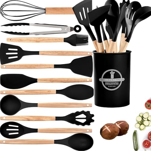 Consejos para Comprar Palita de cocina , listamos los 10 mejores. 47 Utensilios de Cocina de Silicona, Juego de 12 Herramientas de Cocina Antiadherentes Resistentes al Calor,Viene con espátula/cuchara/agitador/clip, etc., adecuado para utensilios...