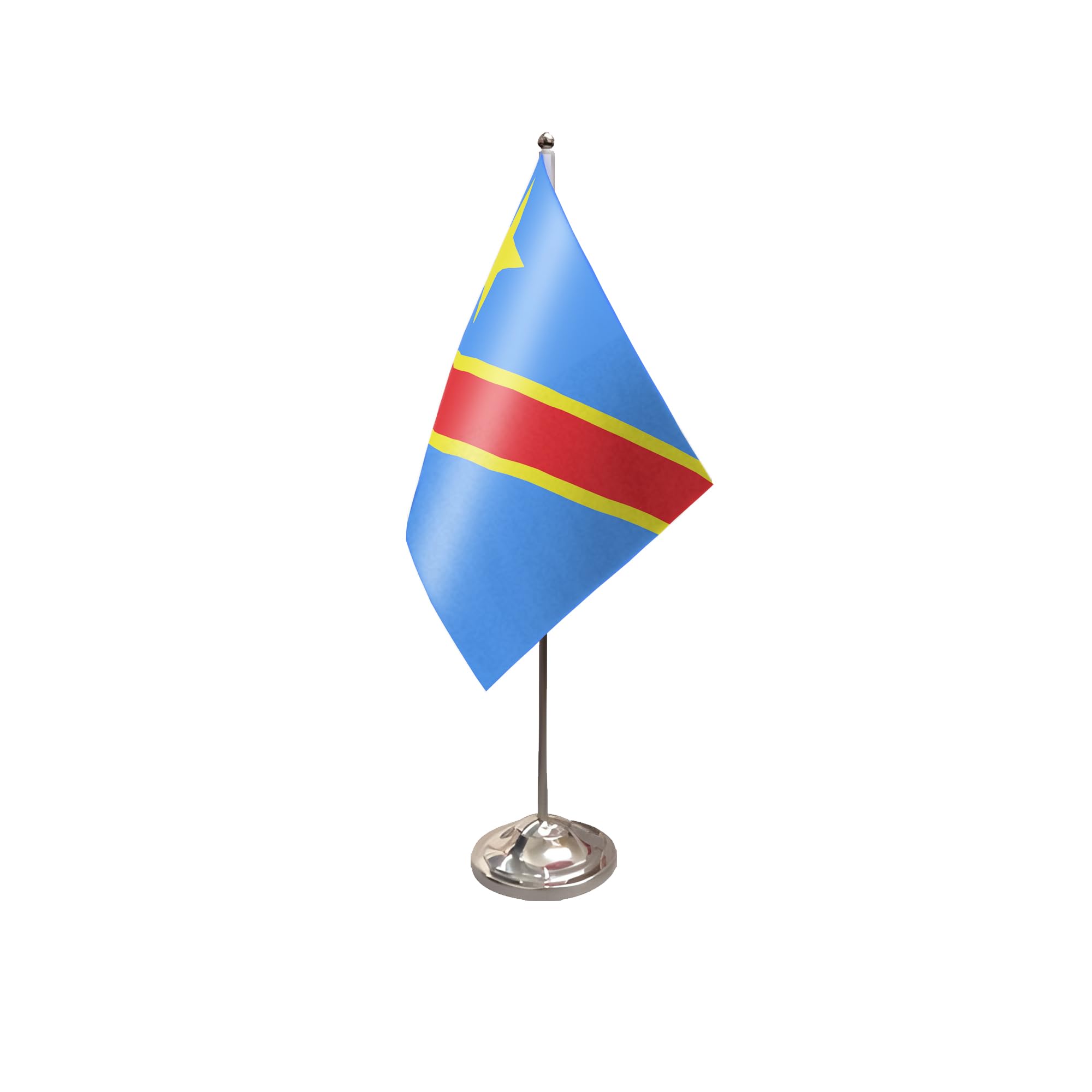 Flagtex Congo DR 2006 Satin Table Flag With Chrome Pole & Base