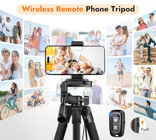 Image of JOILCAN Phone Tripod Stand - 67 inch Aluminum Extendable Tripod with Remote, Portable Tripods for iPhone Photos Selfie & Video, Compatible with iPhone DSLR Camera Projector