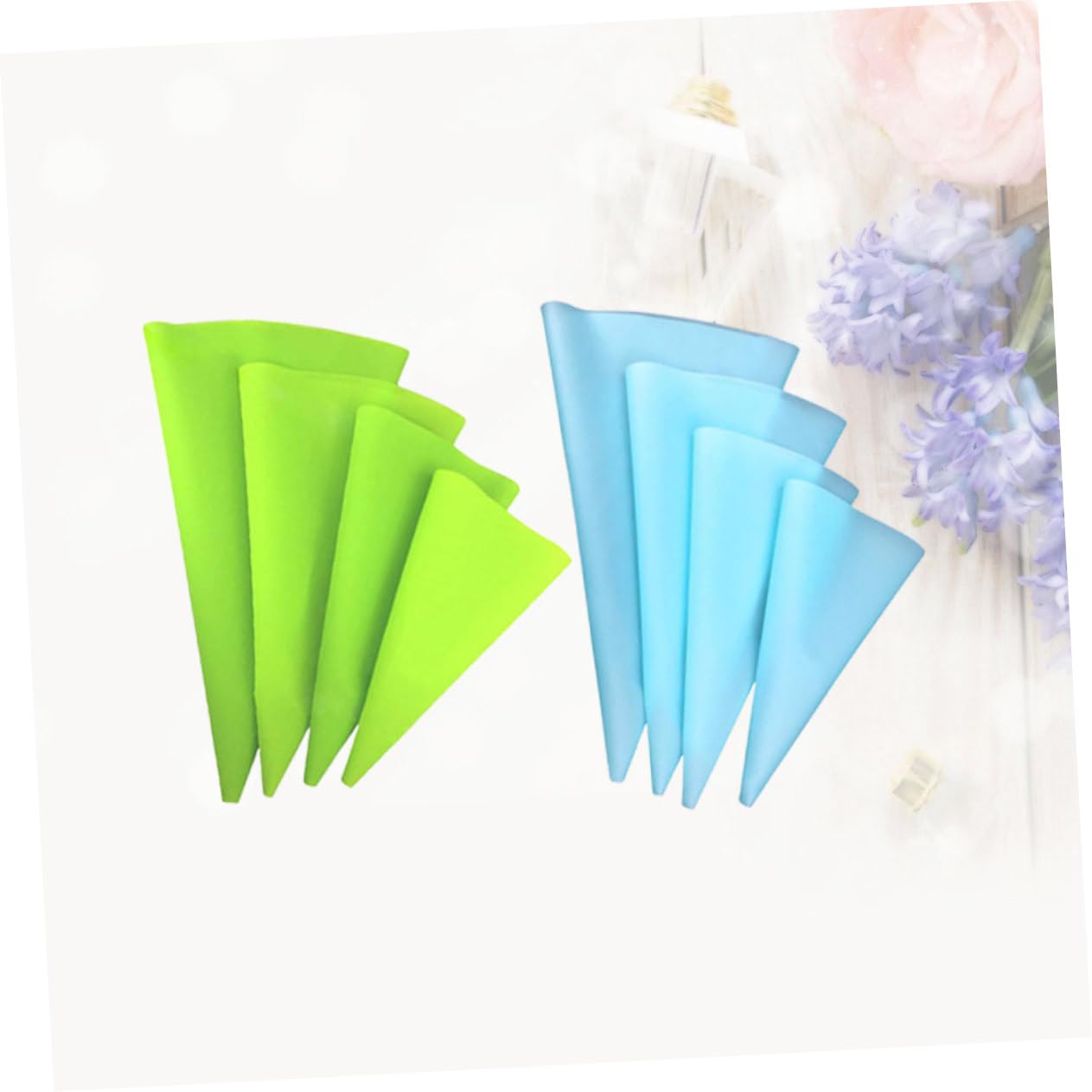 Unomor 8Pcs Icing Piping Bags Reusable Silicone Pastry Bags Four Light Green Blue for Cake Cupcake Cookie Decorating Baking Tools