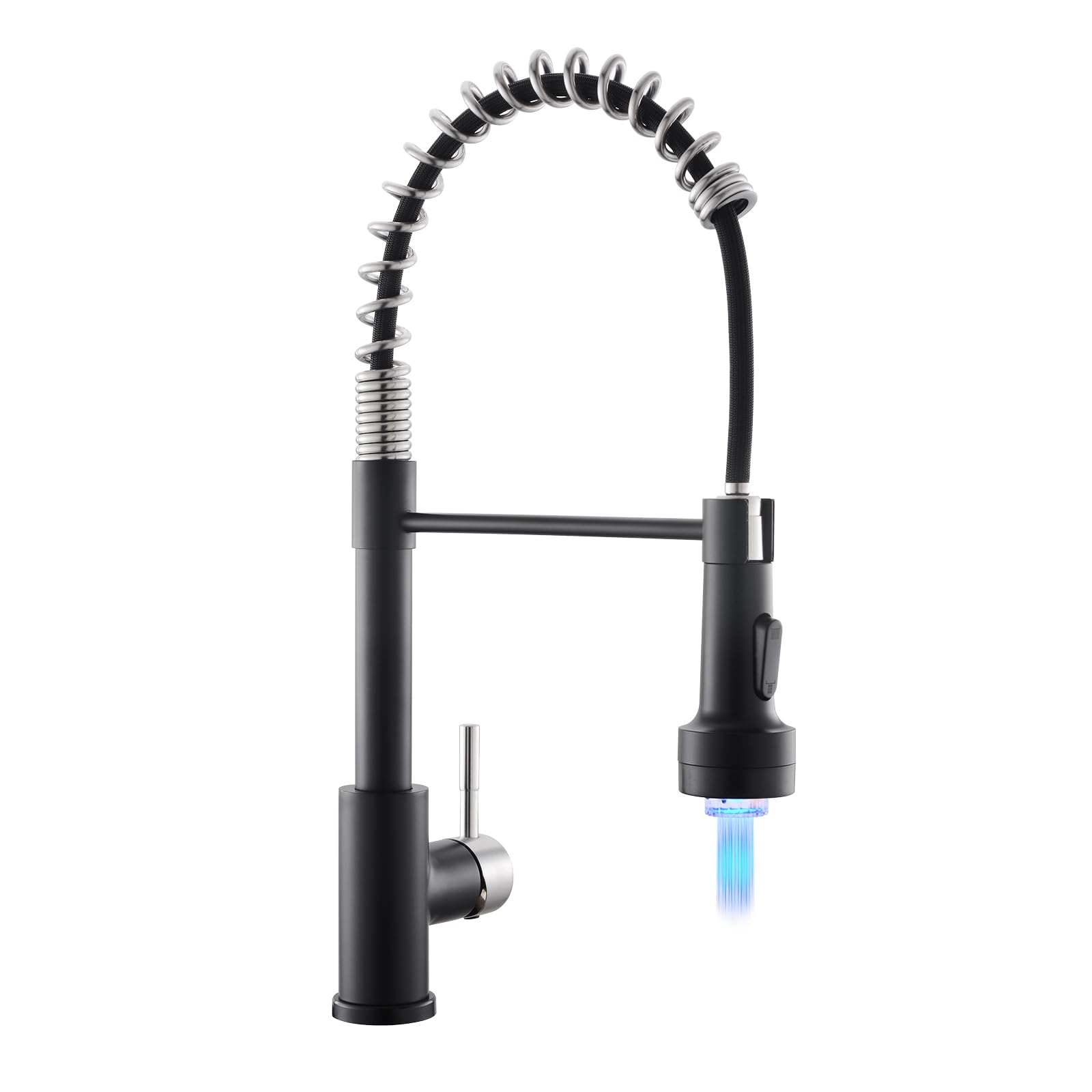 GIMILI Brushed Nickel and Black Kitchen Faucet with Pull Down Sprayer Single Handle LED Kitchen Sink Faucet